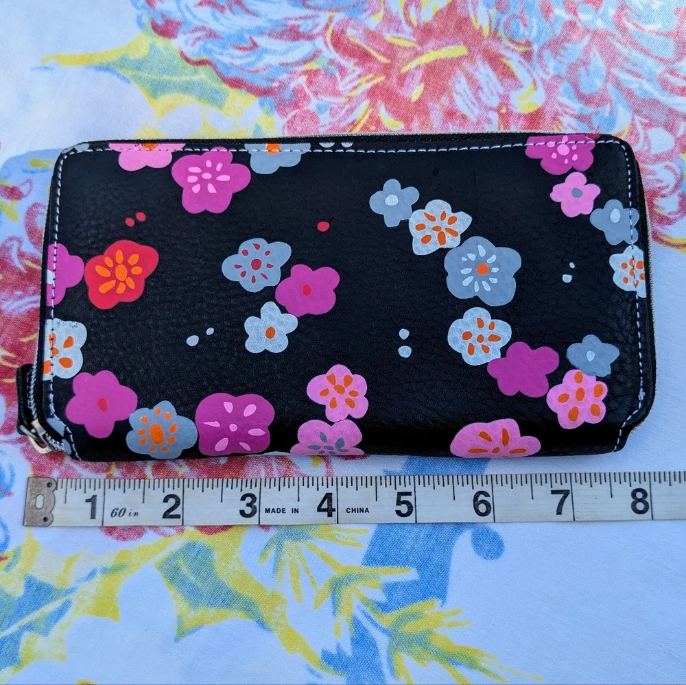 Wallet with Flowers on Black Background Pink Interior Designers Guild